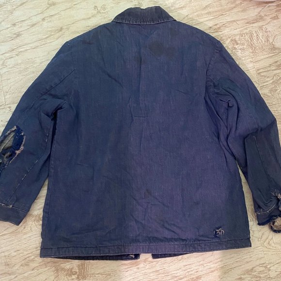 Thrashed Vintage Wrangler Denim Chore Coat - Men's Medium - Picture 8 of 8